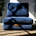 Inklapbare vloerfauteuil met ribfluwelen bekleding, kleur marineblauw