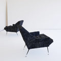 Accentfauteuil met stoffen bekleding, kleur donkergrijs en wit