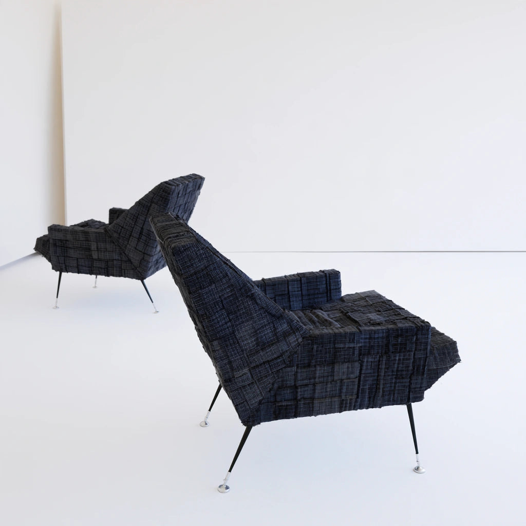 Accentfauteuil met stoffen bekleding, kleur donkergrijs en wit
